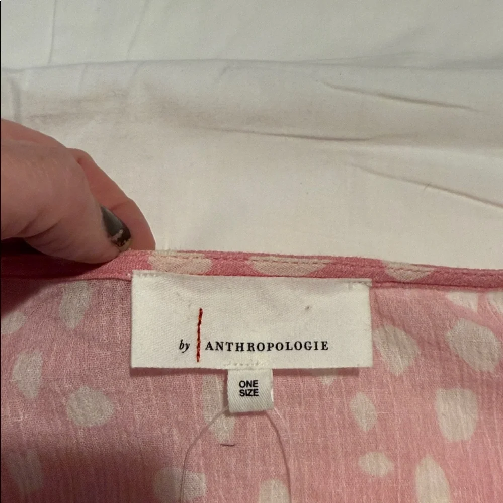 Anthropologie Pink‎ and White Polkadot Tie Front Kimono NWT - Picture 9 of 12